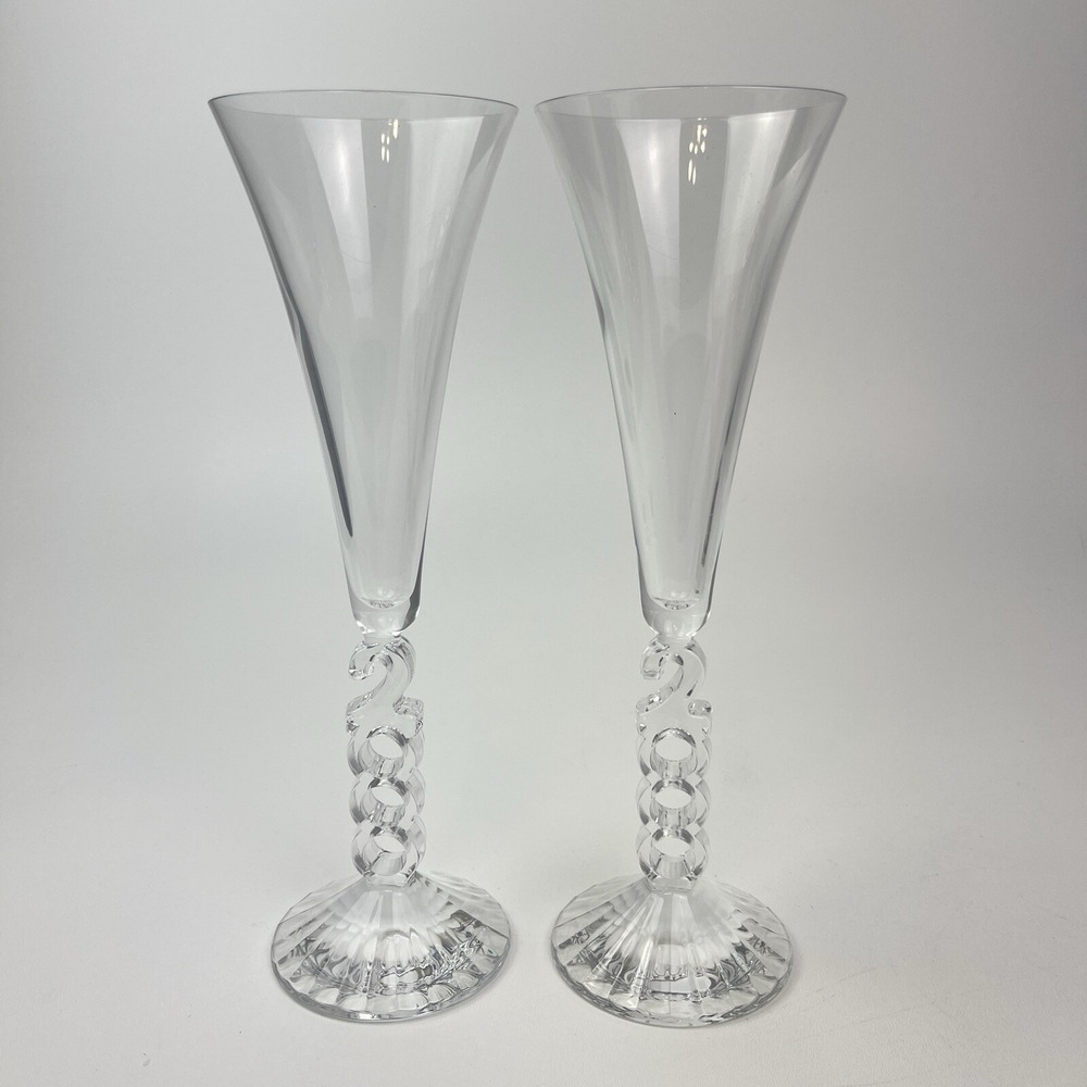 Millennium Glasses Champagne Flutes Cristal D'arques Crystal Year 2000 Set Of 2